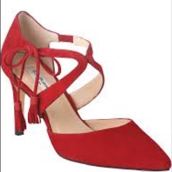 LK Bennett Loren High Heel Roca Red Suede Pumps 36 or 6 NIB dancing shoes - Picture 2 of 5